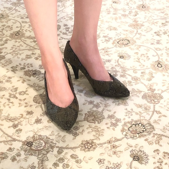 Vintage Caparros Hand-beaded Sparkle Heels - Picture 8 of 8